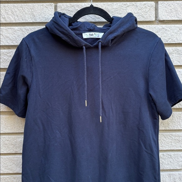 Simons Twik Organic Cotton Short Sleeve Sweatshirt Dress Navy Blue Sz M - Picture 2 of 7